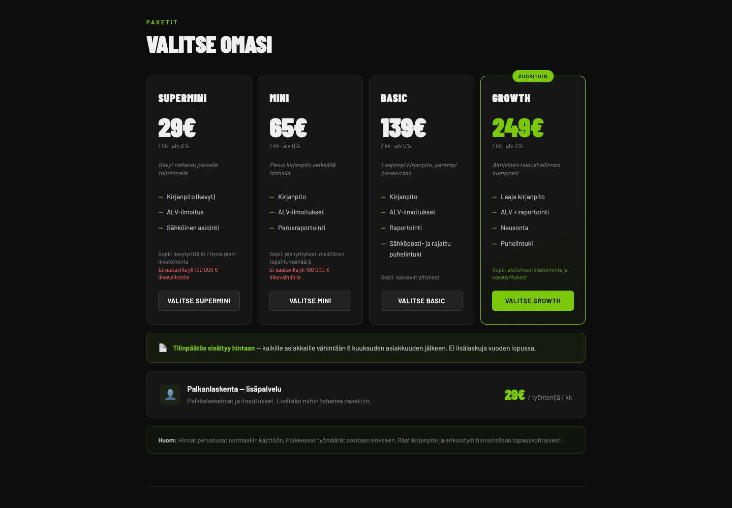 Palvelupaketit — Hoxbox